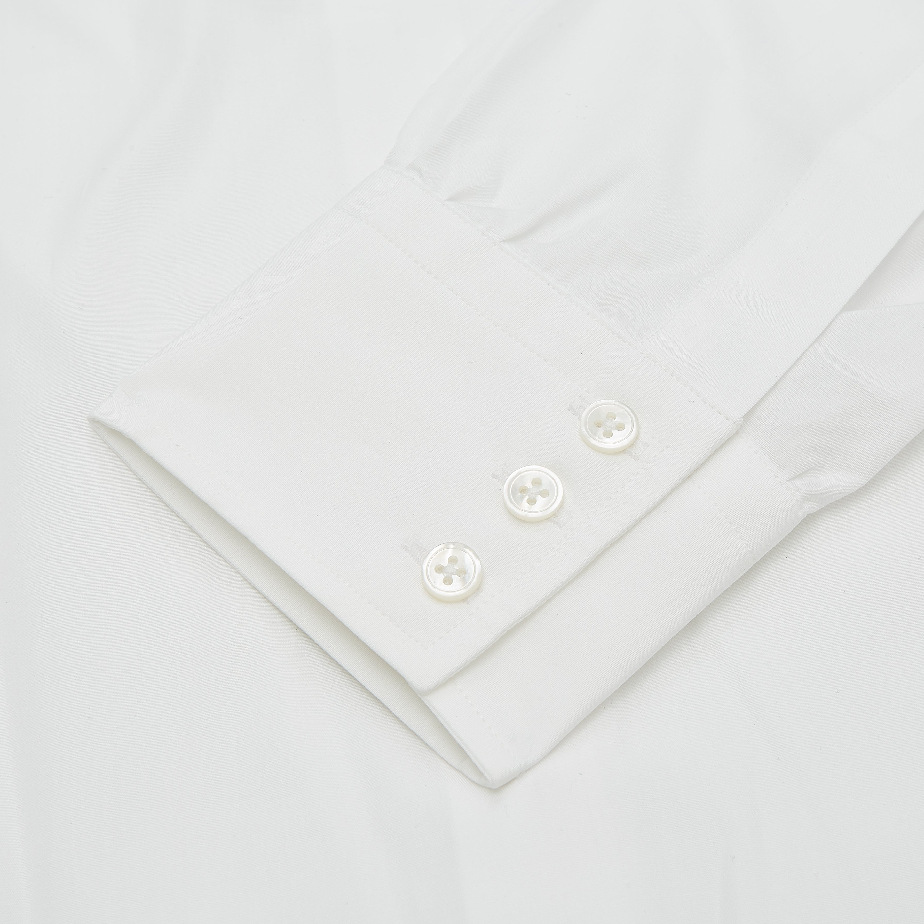 Plain White Regular Fit Cotton Shirt with Round Collar and 3-Button Cuffs