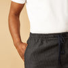 Navy Tailored Pinstriped Drawstring Trousers