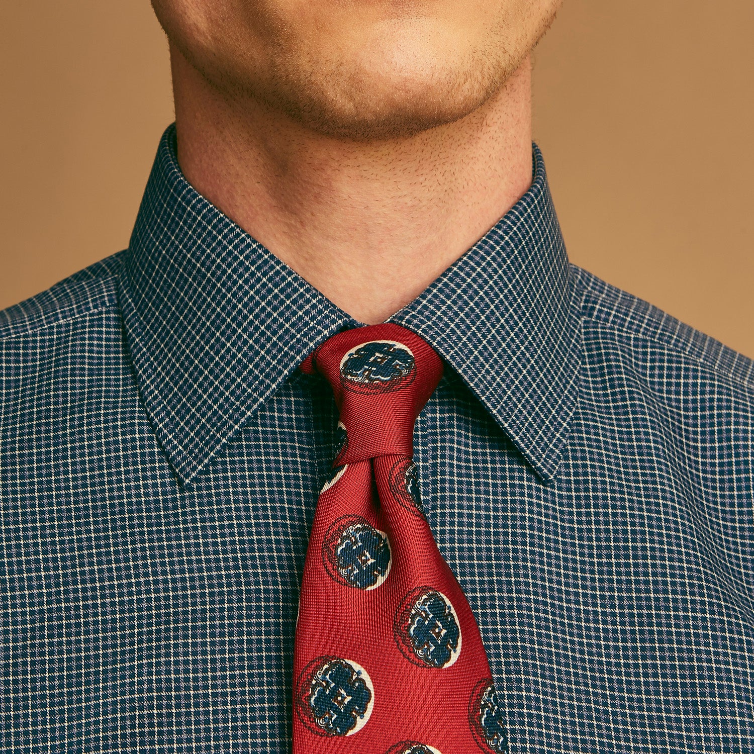 Red Shadow Spot Printed Silk Tie