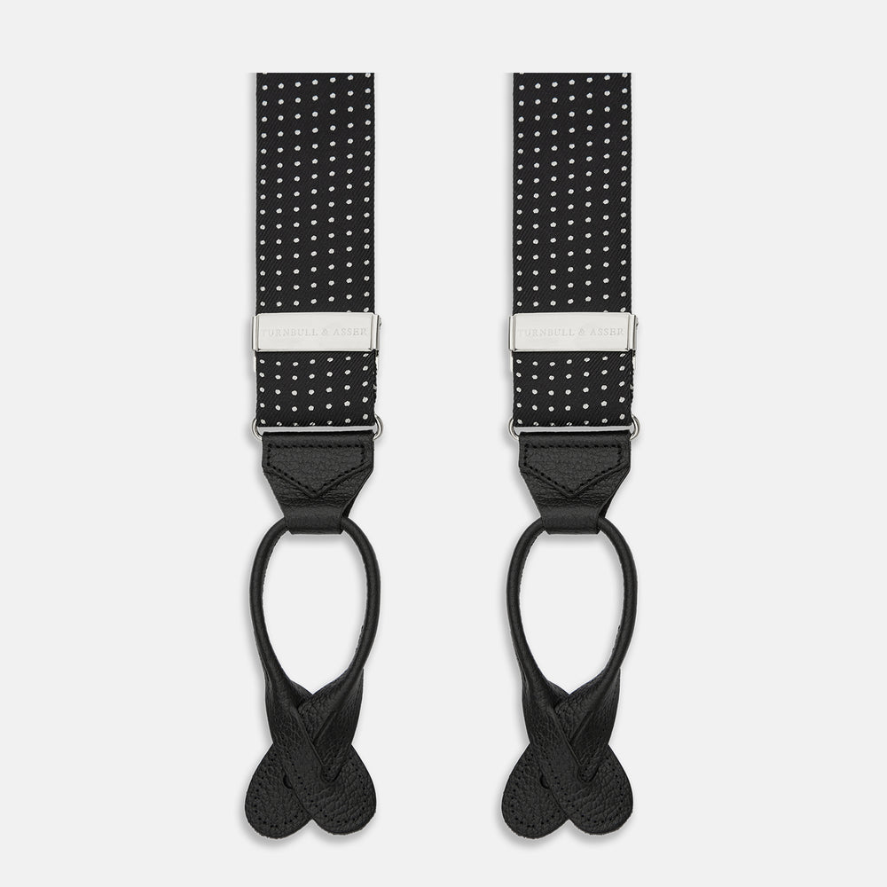 Black & White Small Spot Adjustable Silk Braces