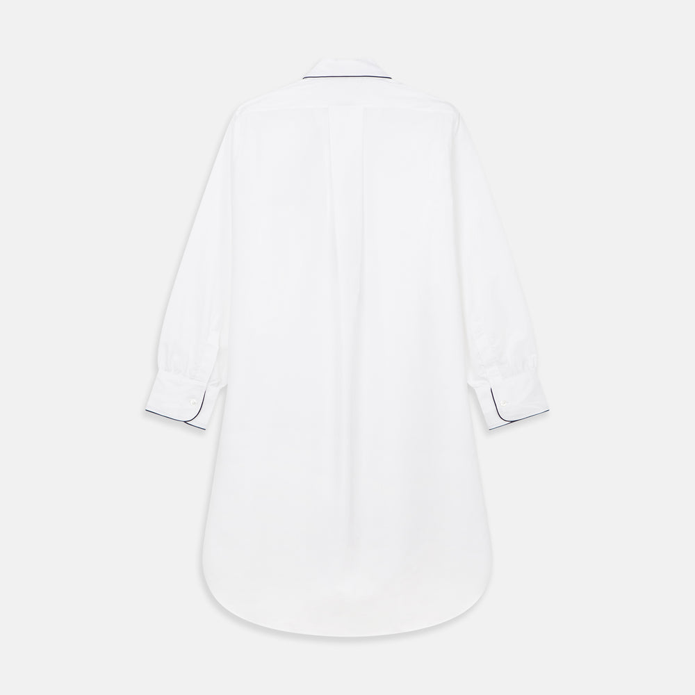 White Piped Cotton Nightshirt