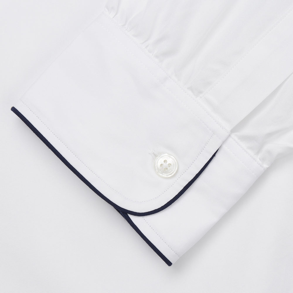 White Piped Cotton Nightshirt