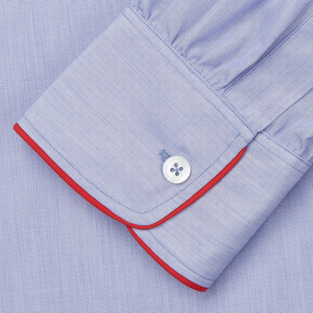Blue Piped End-on-End Cotton Nightshirt