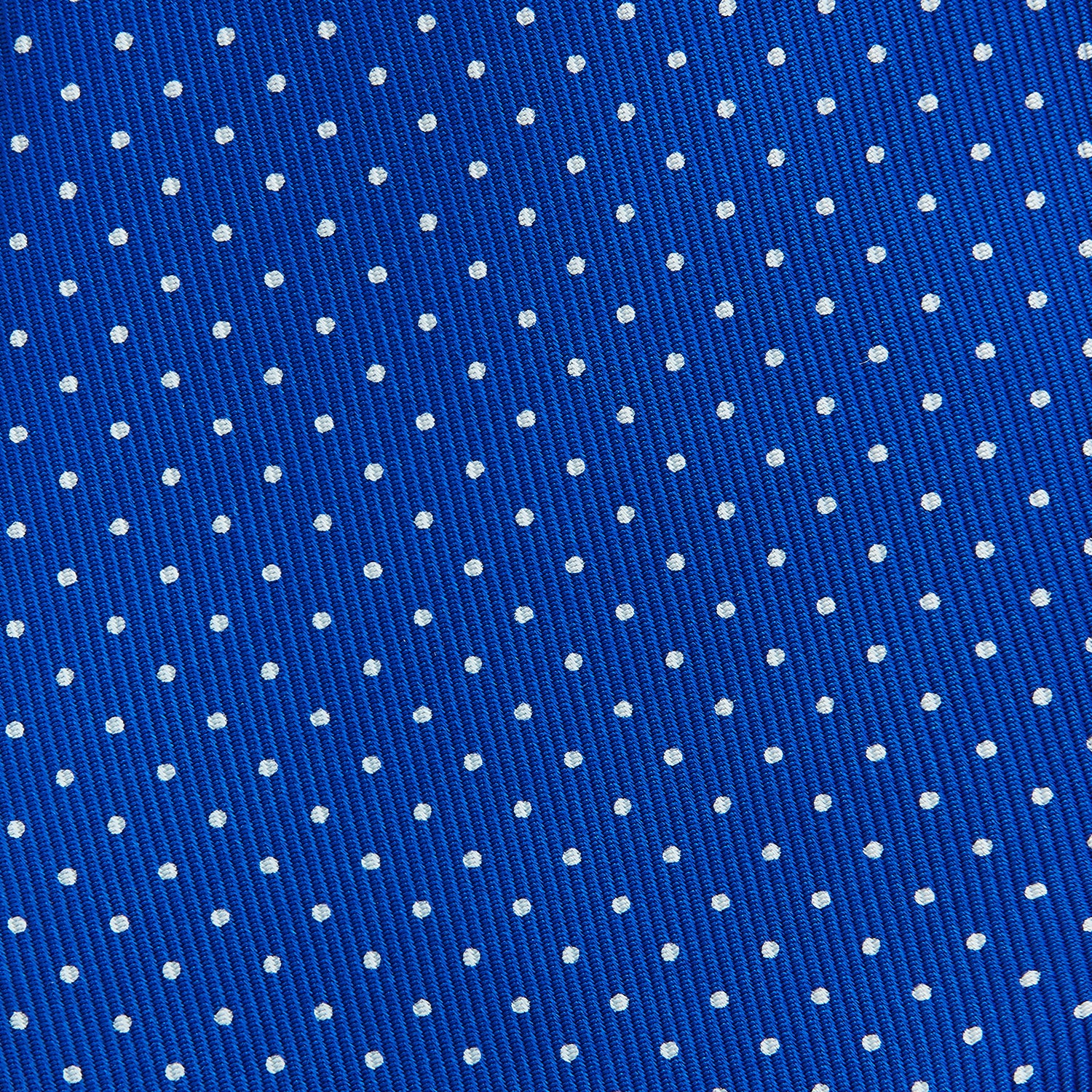 Long Blue and White Small Spot Printed Silk Tie