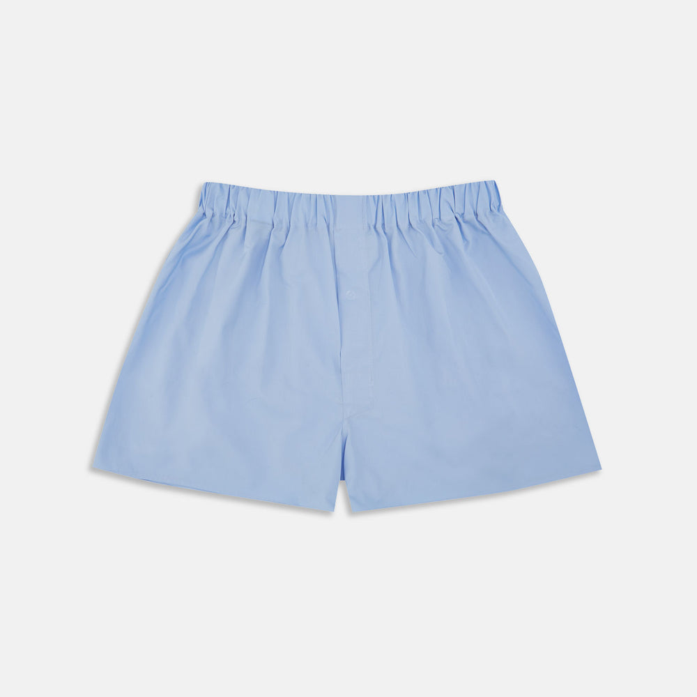 Plain Blue Cotton Boxer Shorts