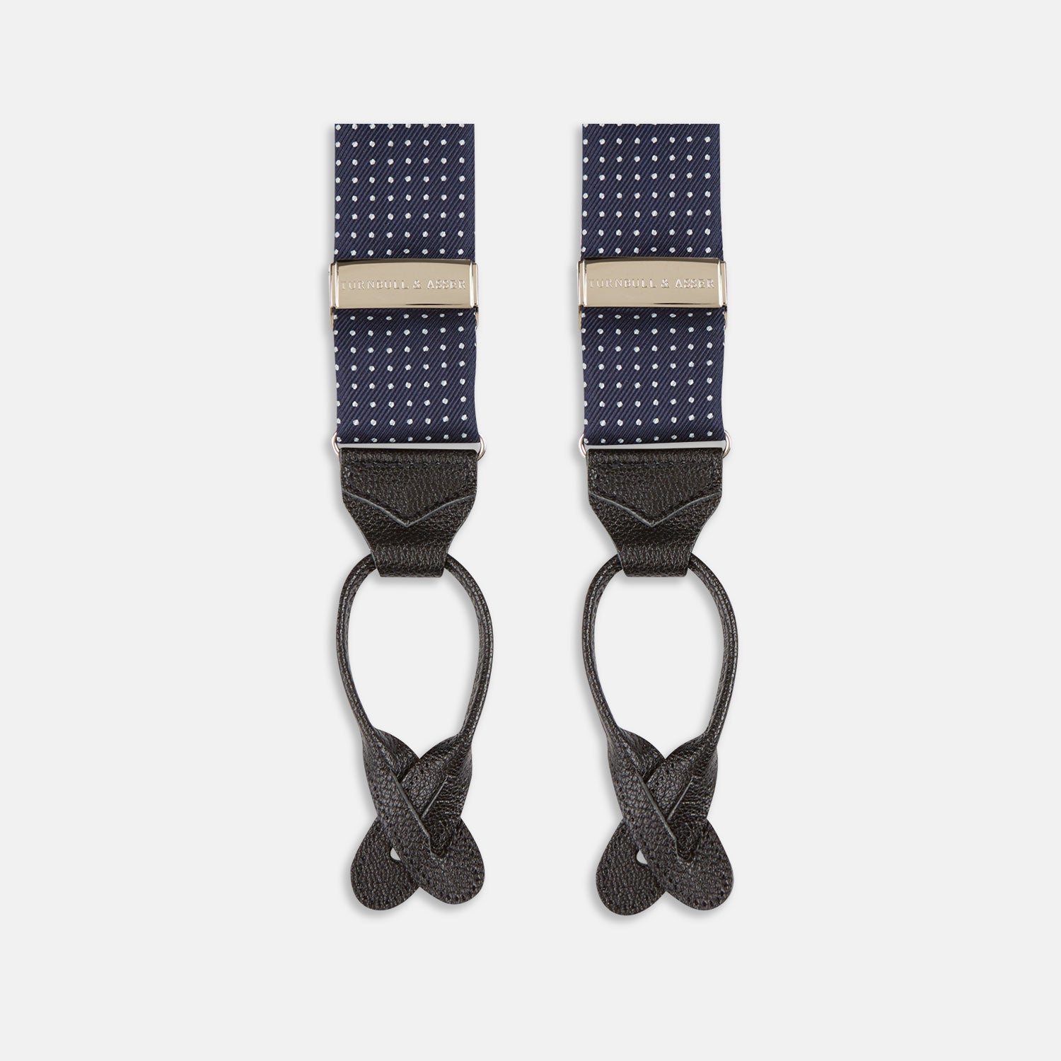 Navy & White Small Spot Adjustable Silk Braces