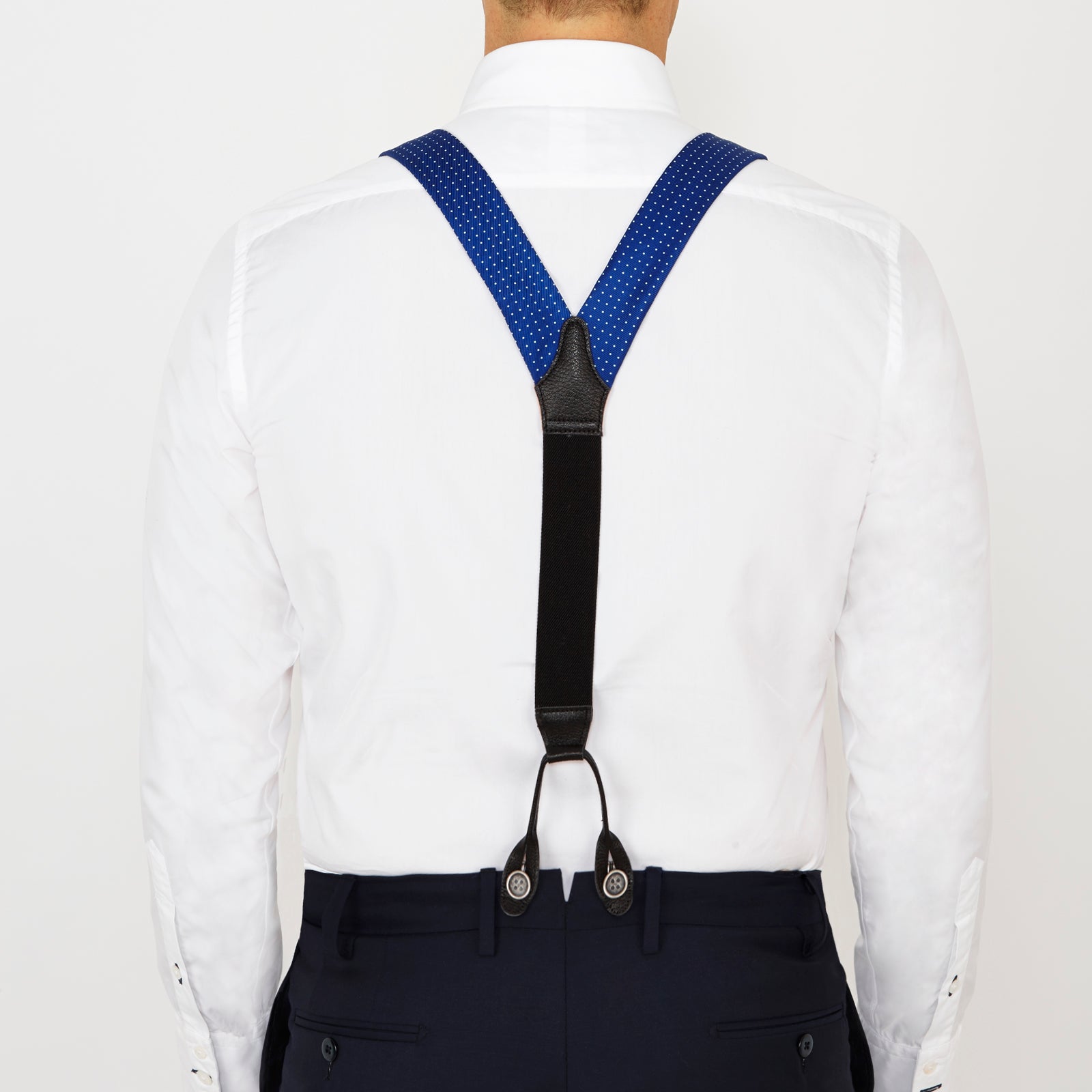 Royal Blue Small Spot Adjustable Silk Braces