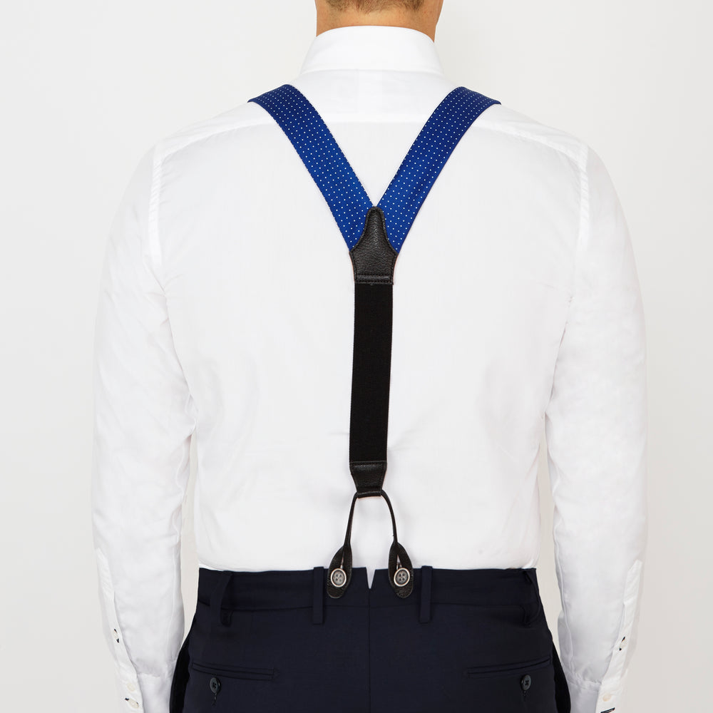 Royal Blue Small Spot Adjustable Silk Braces
