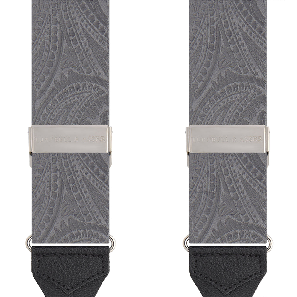 Silver Paisley Adjustable Silk Braces