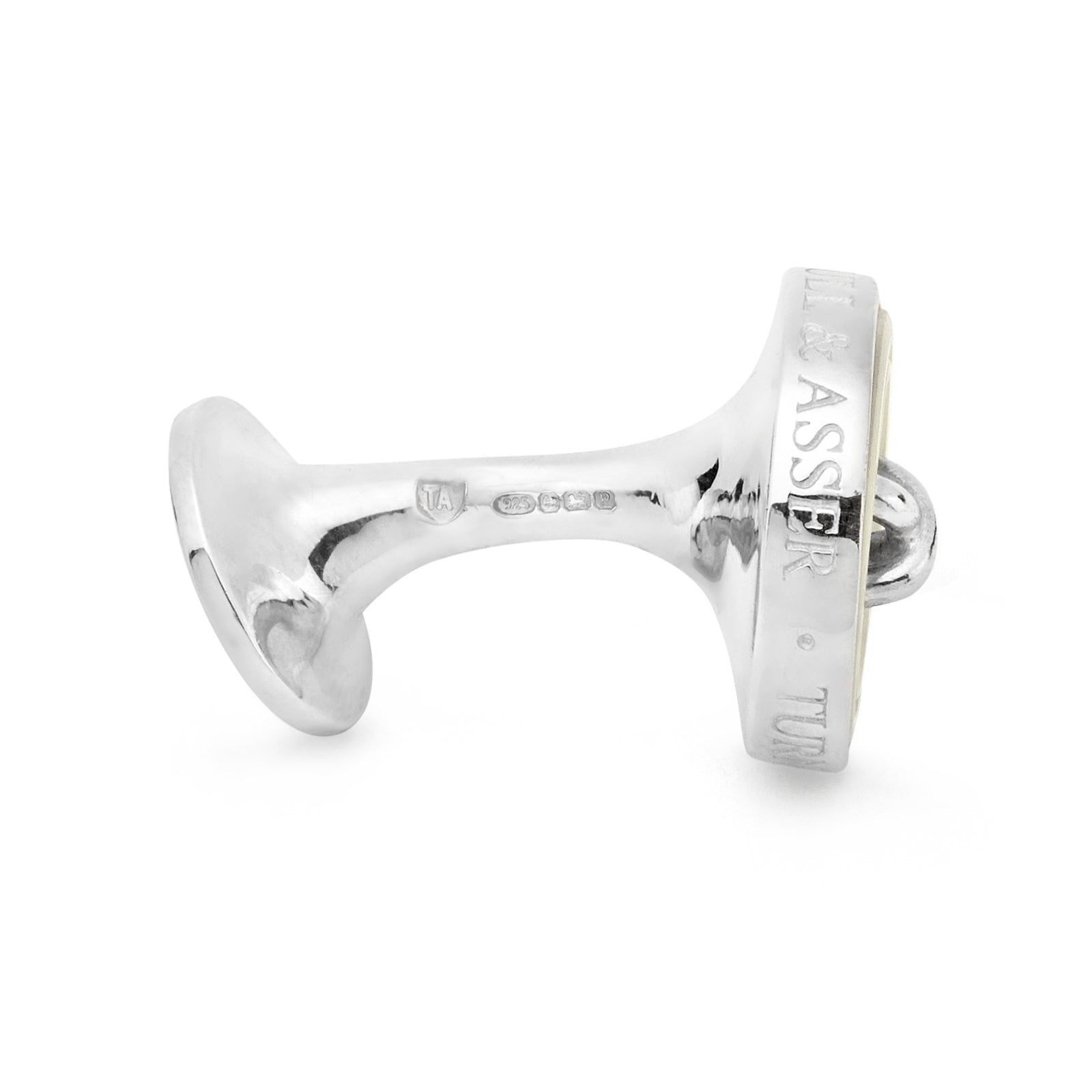 White Sterling Silver Mother-of-Pearl Button Cufflinks