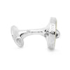 Monogrammed White Sterling Silver Mother-of-Pearl Button Cufflinks