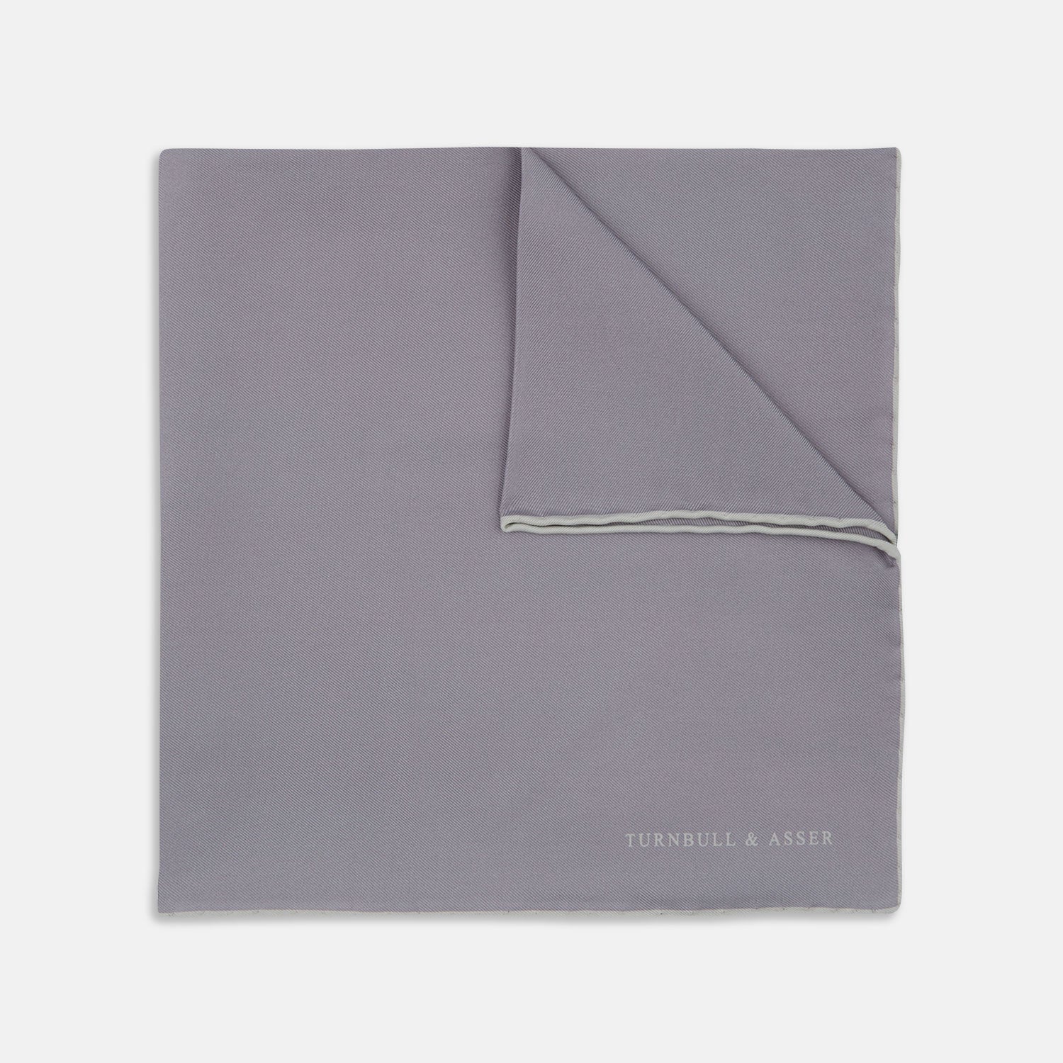 Grey and White Piped Silk Pocket Square
