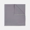 Grey and White Piped Silk Pocket Square