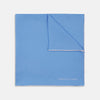 Blue and White Piped Silk Pocket Square