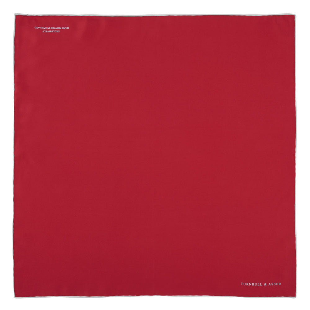 Red and White Piped Silk Pocket Square