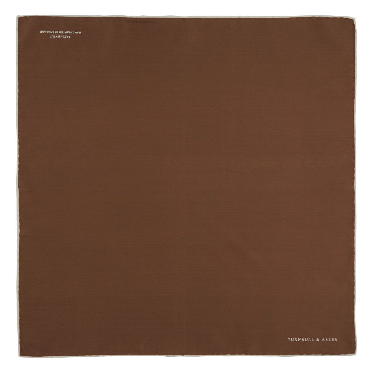 Brown and White Piped Silk Pocket Square
