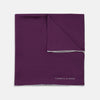 Plain Purple Silk Pocket Square with White piping