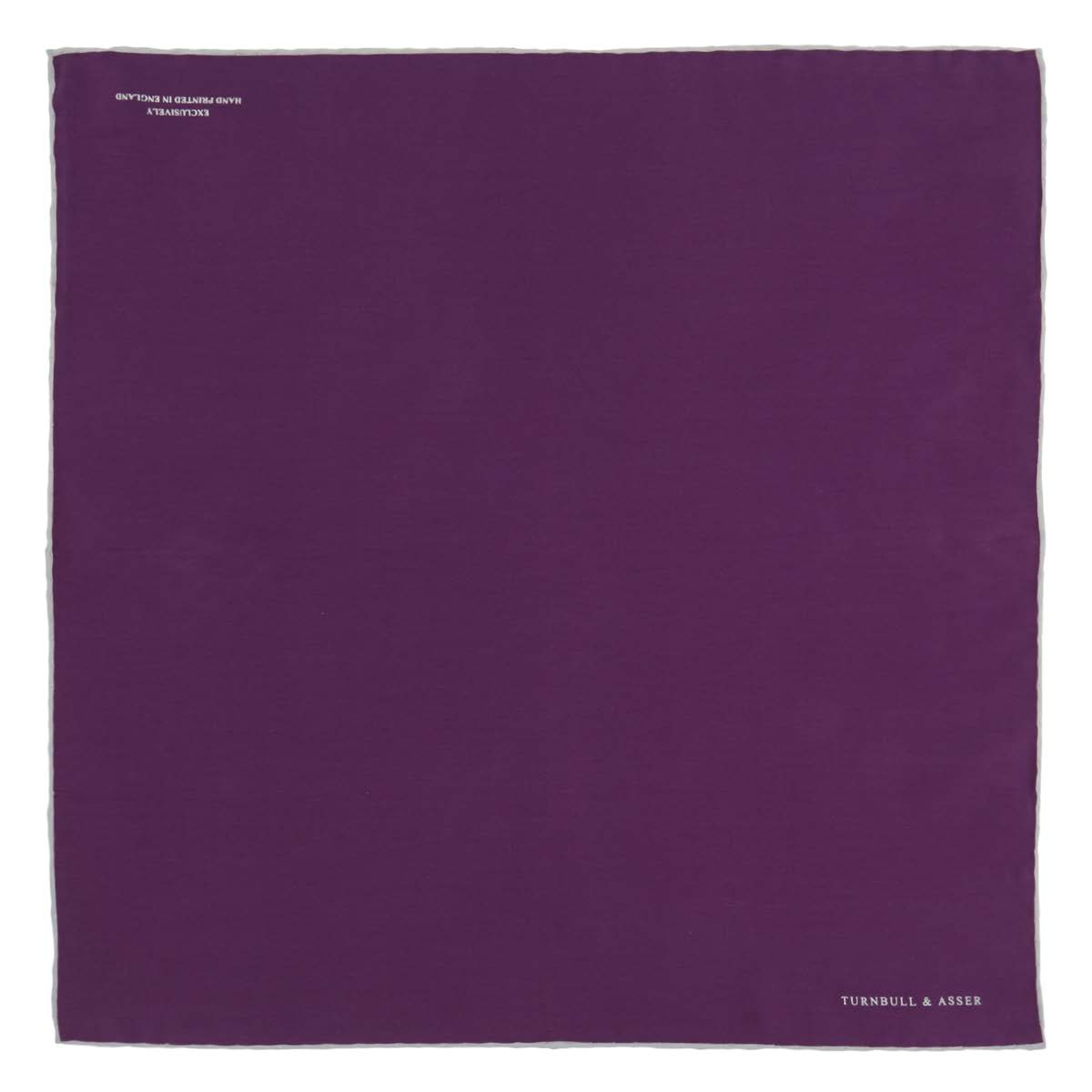 Plain Purple Silk Pocket Square with White piping