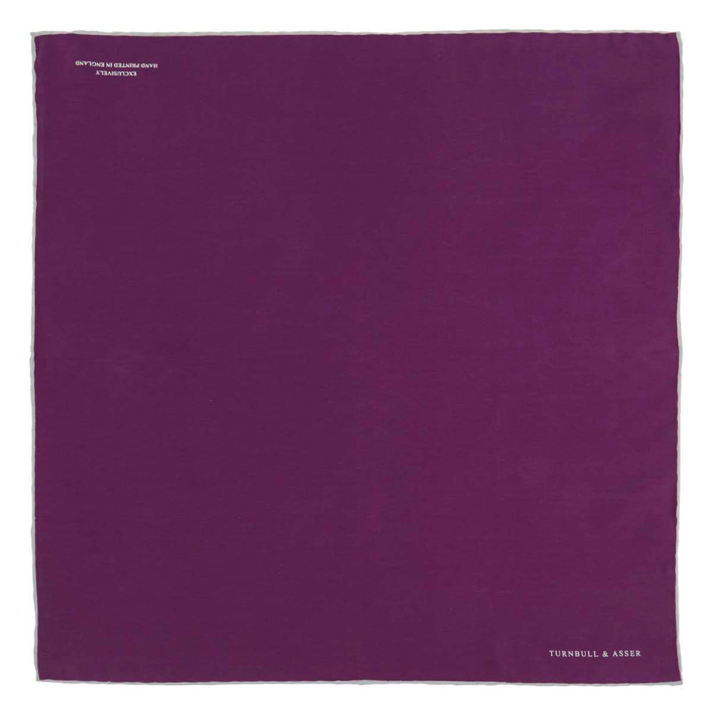 Plain Purple Silk Pocket Square with White piping