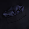 Navy and White Piped Silk Pocket Square