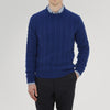 Blue Crew Neck Cable Knit Cashmere Jumper