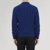 Blue Crew Neck Cable Knit Cashmere Jumper