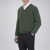 Green V-Neck Cashmere Jumper