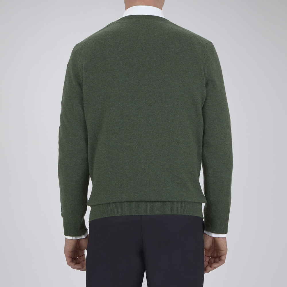 Green V-Neck Cashmere Jumper