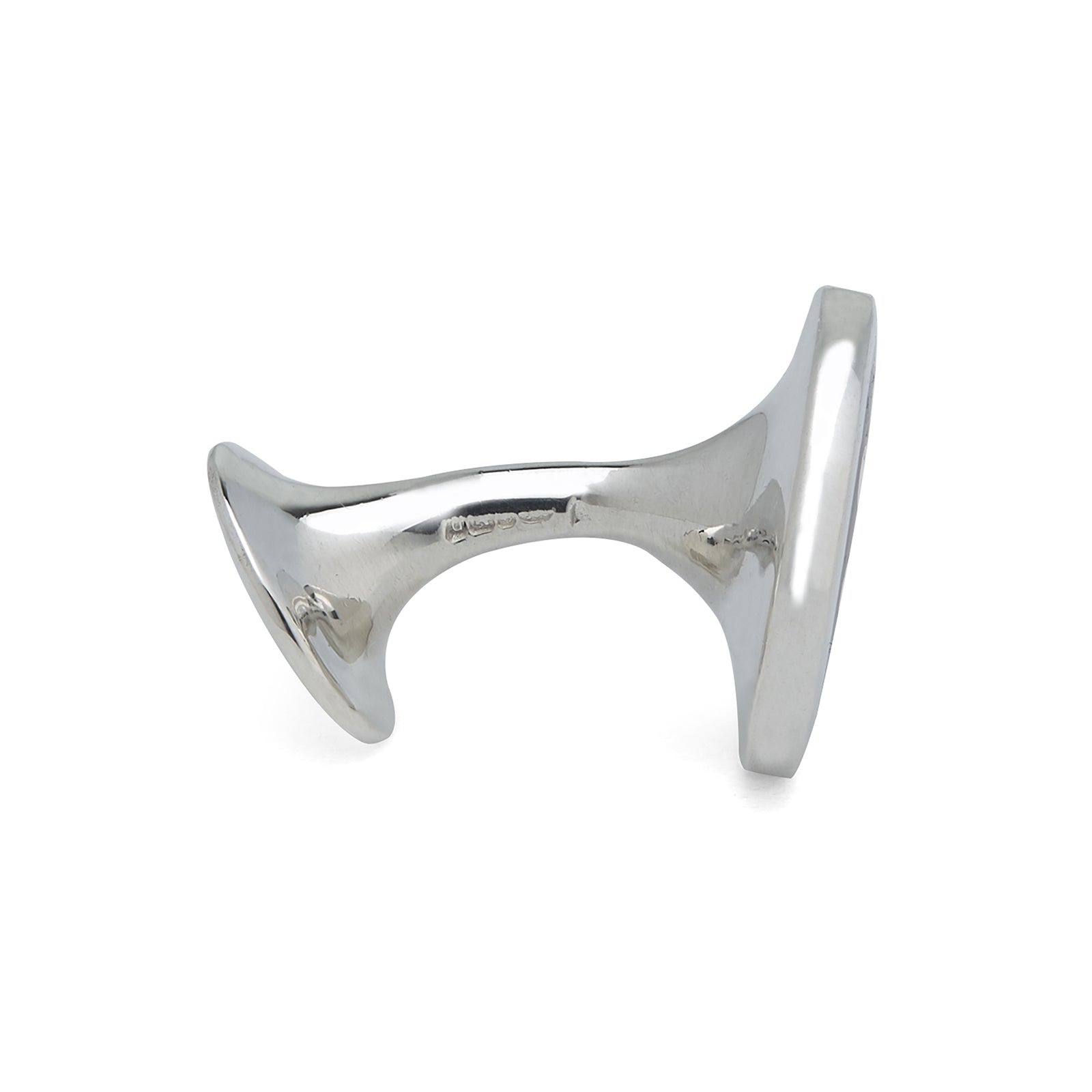 Spotted Navy and White Sterling Silver Enamelled Cufflinks