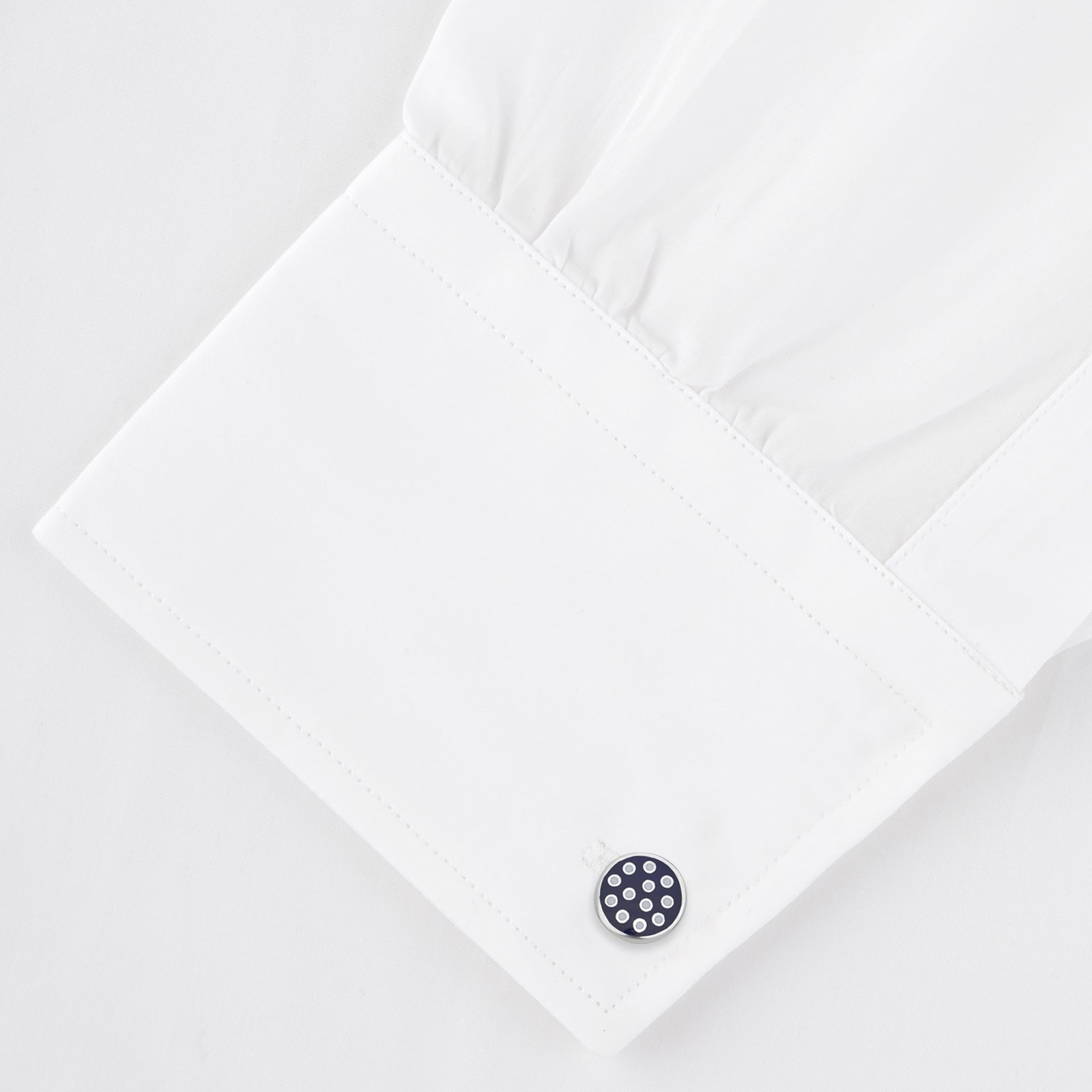 Spotted Navy and White Sterling Silver Enamelled Cufflinks