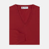 Deep Red V-Neck Cashmere Jumper