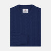 Blue Crew Neck Cable Knit Cashmere Jumper