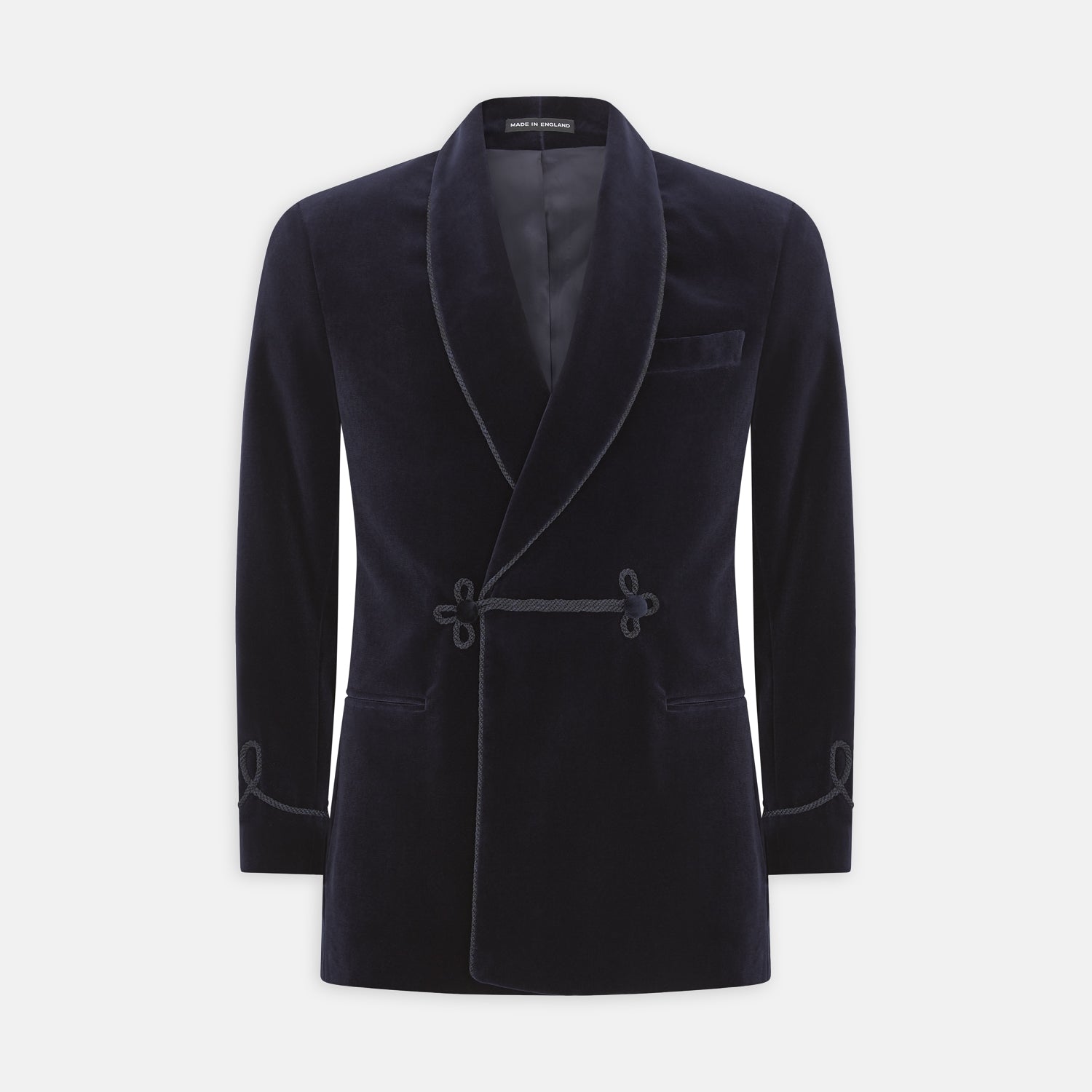 Navy Double Breasted Velvet Smoking Jacket