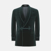 Green Double Breasted Velvet Smoking Jacket
