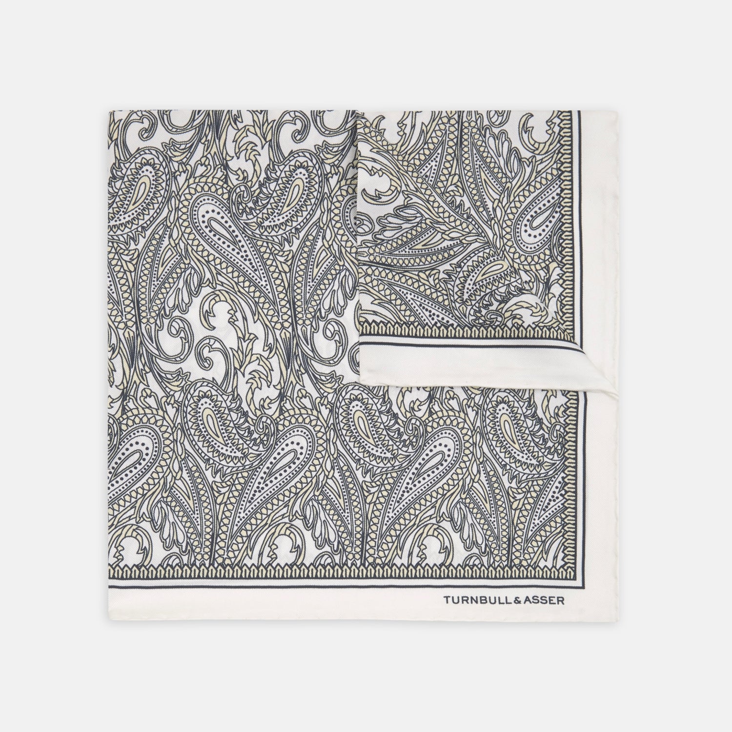 White and Yellow House Paisley Silk Pocket Square