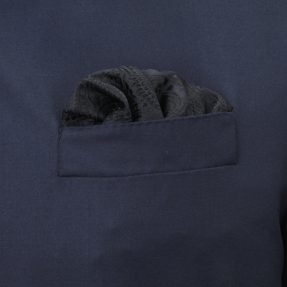 Black House Paisley Hand-Rolled Silk Pocket Square
