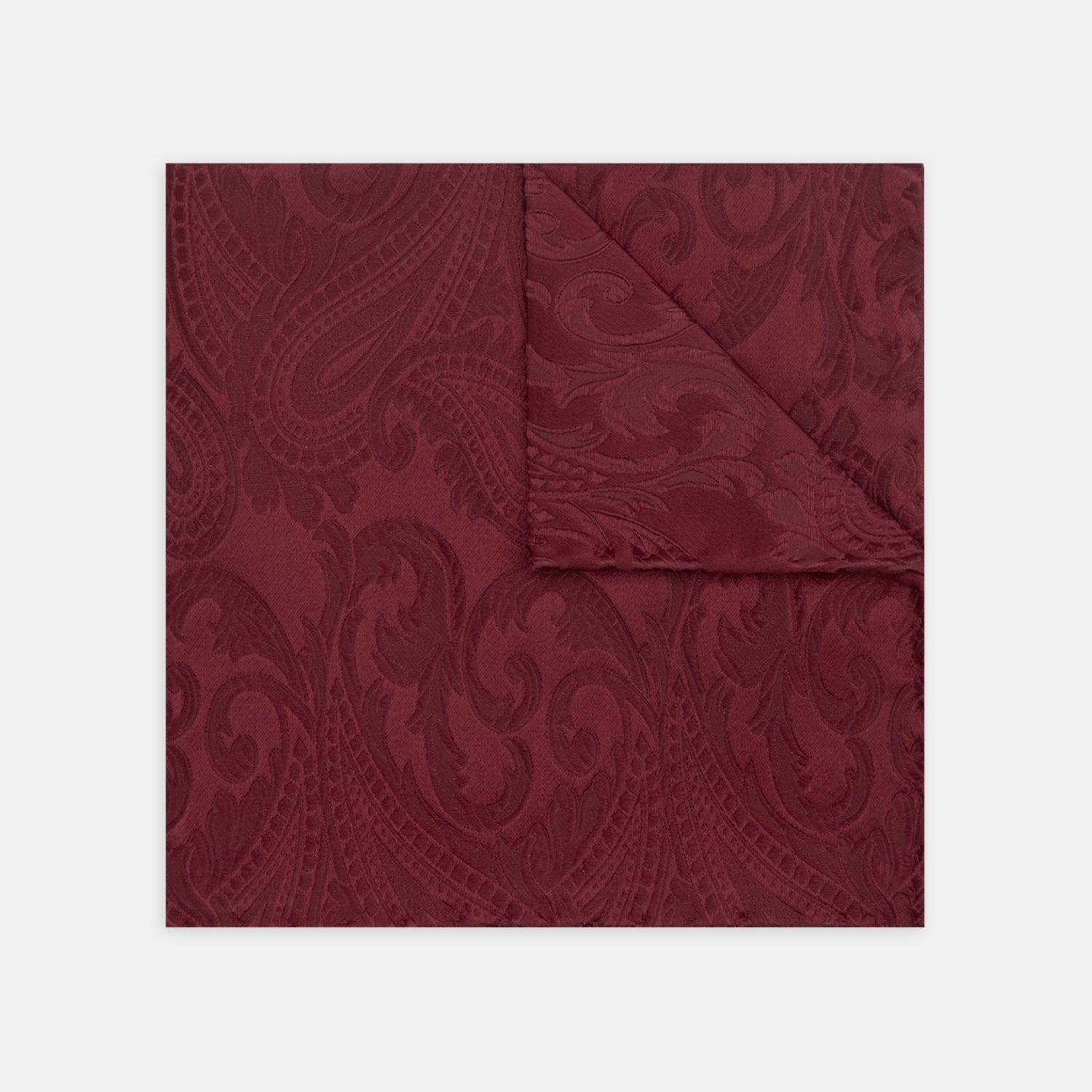 Burgundy House Paisley Hand-Rolled Silk Pocket Square