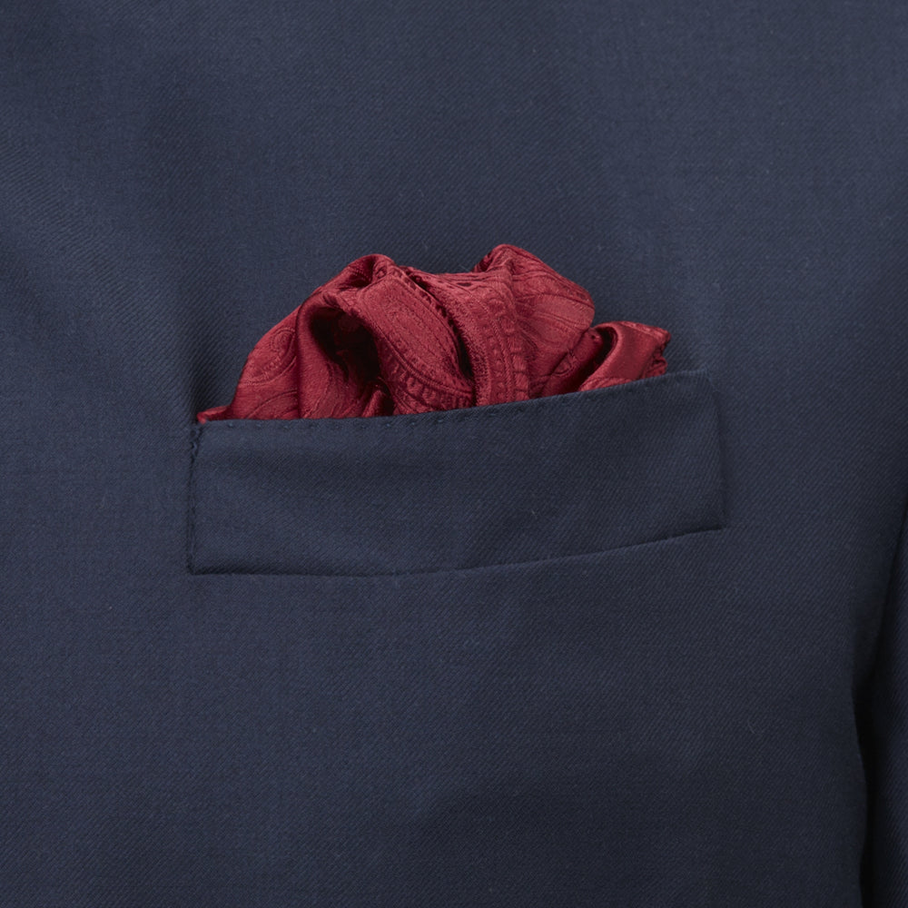 Burgundy House Paisley Hand-Rolled Silk Pocket Square