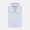 Tailored Fit Blue and White Fine Stripe Shirt with Kent Collar and 2-Button Cuffs
